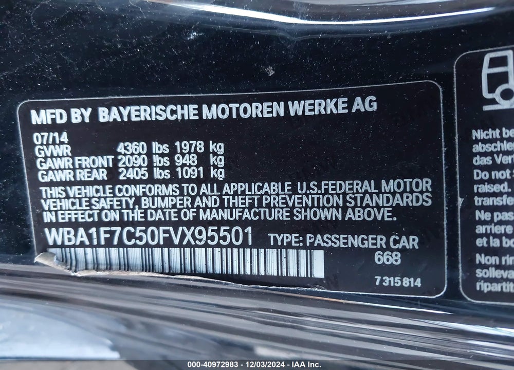 2015 BMW 228I VIN: WBA1F7C50FVX95501