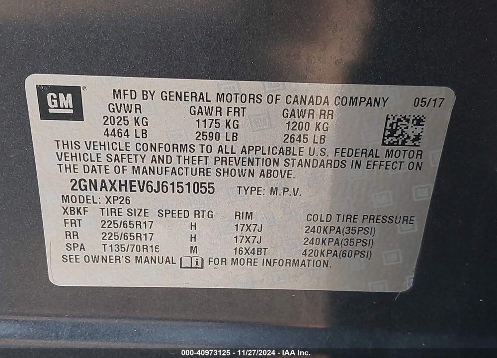 2018 CHEVROLET EQUINOX LS VIN: 2GNAXHEV6J6151055