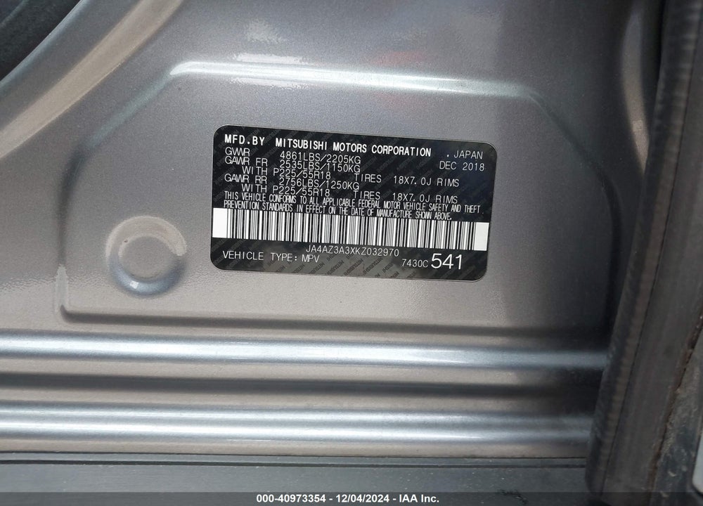 2019 MITSUBISHI OUTLANDER SEL VIN: JA4AZ3A3XKZ032970