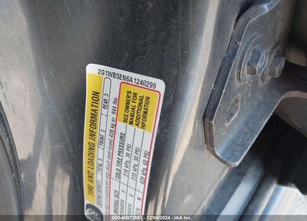 2010 CHEVROLET IMPALA LT VIN: 2G1WB5EN6A1240299