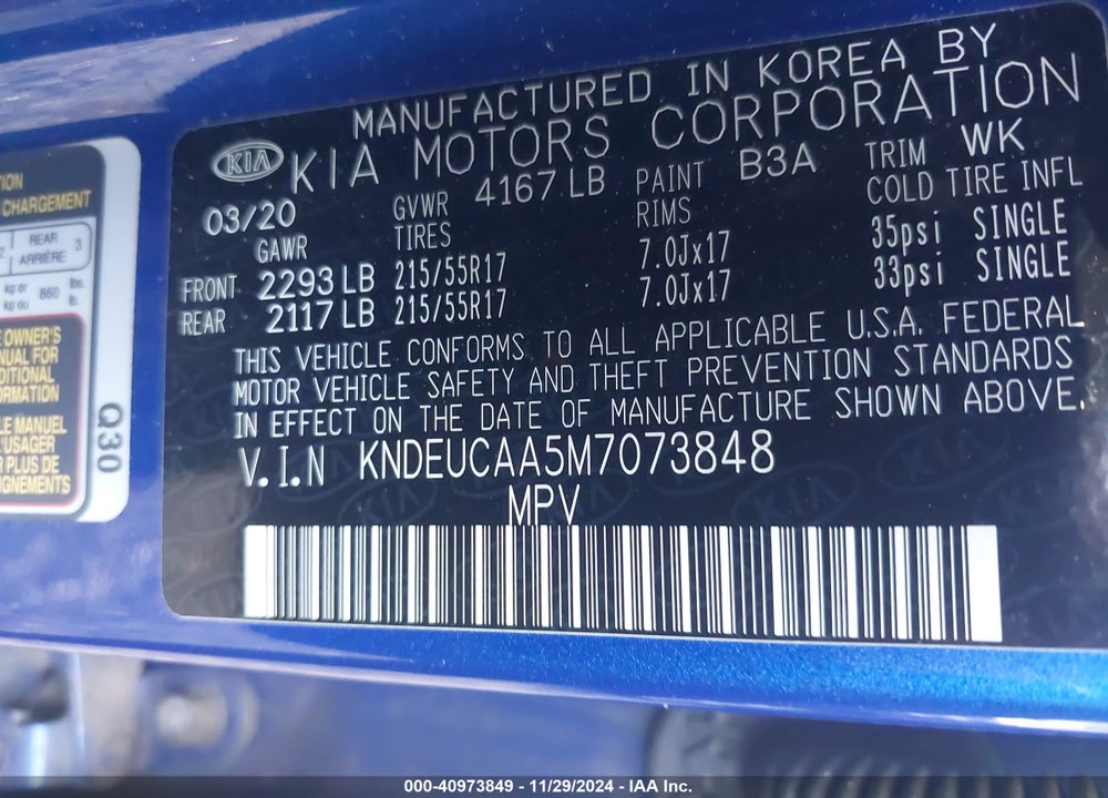 2021 KIA SELTOS S VIN: KNDEUCAA5M7073848