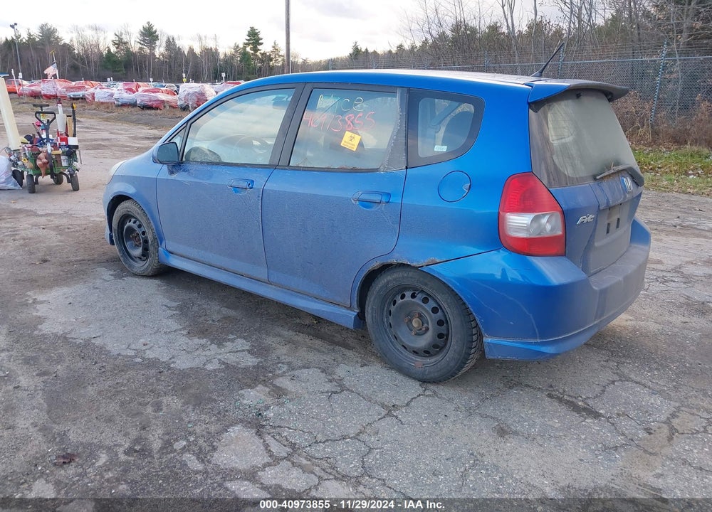 2007 HONDA FIT SPORT VIN: JHMGD38627S053924