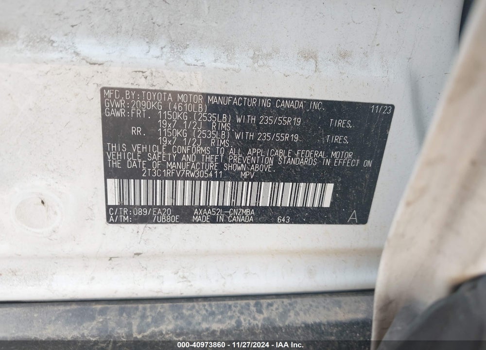 2024 TOYOTA RAV4 XLE PREMIUM VIN: 2T3C1RFV7RW305411