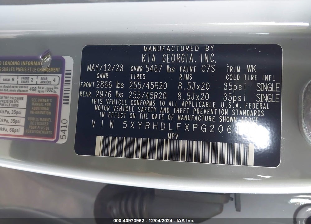 2023 KIA SORENTO X-LINE EX VIN: 5XYRHDLFXPG206101