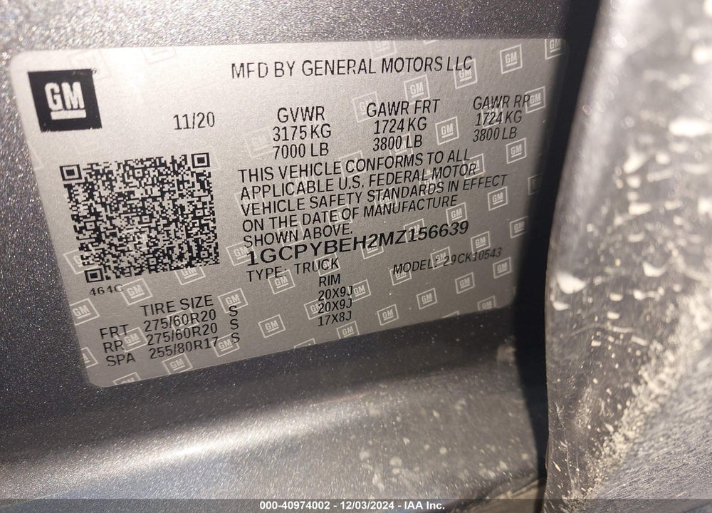 2021 CHEVROLET SILVERADO 1500 4WD SHORT BED CUSTOM VIN: 1GCPYBEH2MZ156639