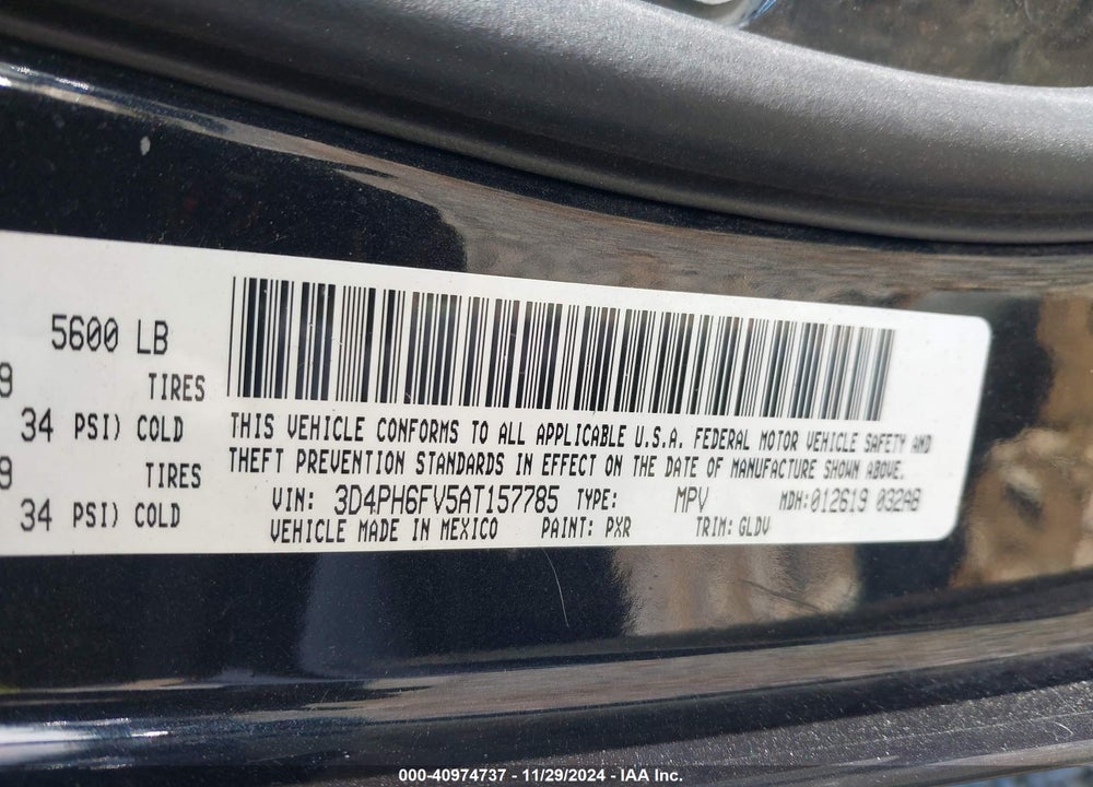 2010 DODGE JOURNEY R/T VIN: 3D4PH6FV5AT157785