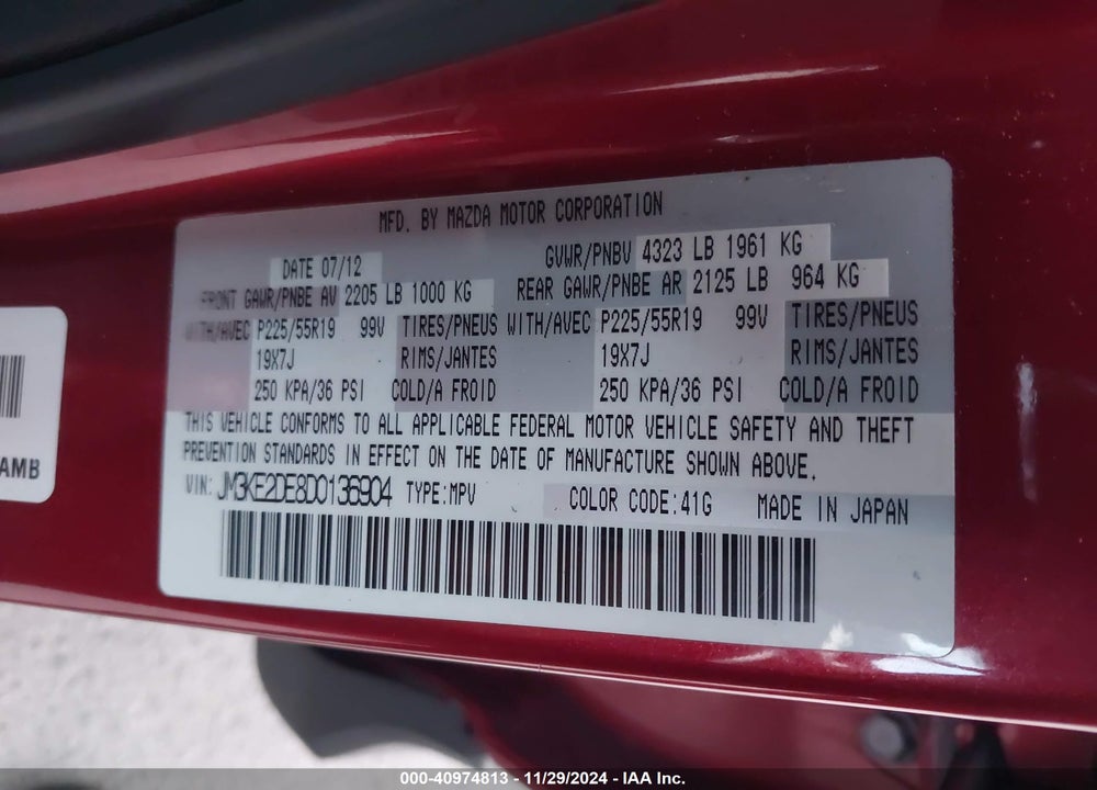 2013 MAZDA CX-5 GRAND TOURING VIN: JM3KE2DE8D0136904