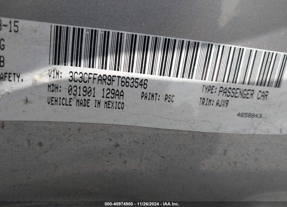 2015 FIAT 500 POP VIN: 3C3CFFAR9FT663546