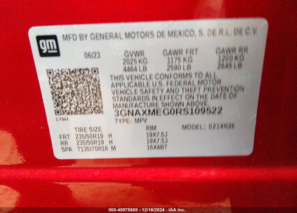 2024 CHEVROLET EQUINOX FWD RS VIN: 3GNAXMEG0RS109522