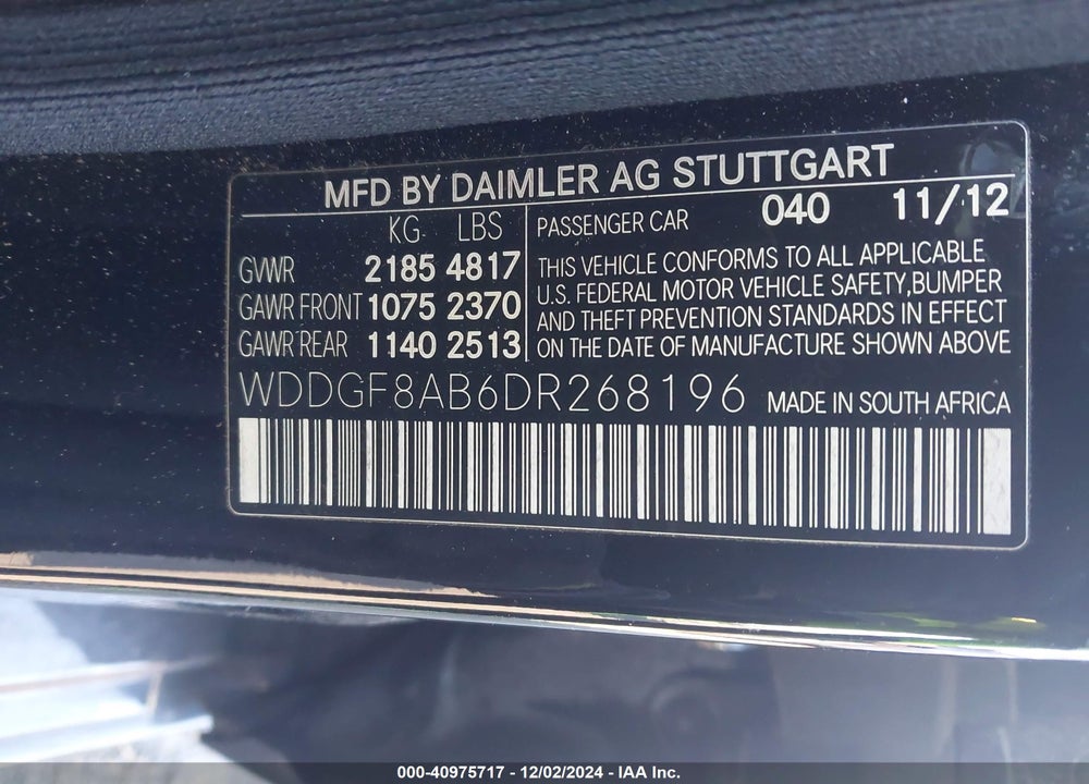 2013 MERCEDES-BENZ C 300 LUXURY 4MATIC/SPORT 4MATIC VIN: WDDGF8AB6DR268196