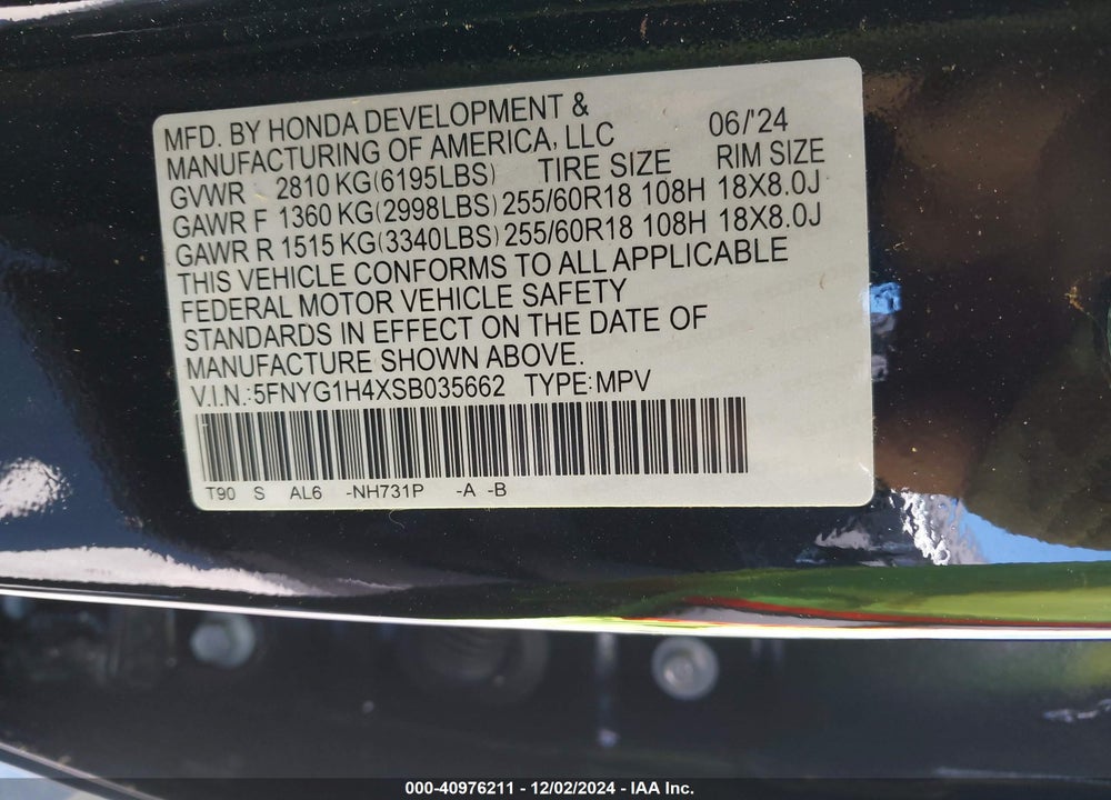 2025 HONDA PILOT EX-L VIN: 5FNYG1H4XSB035662