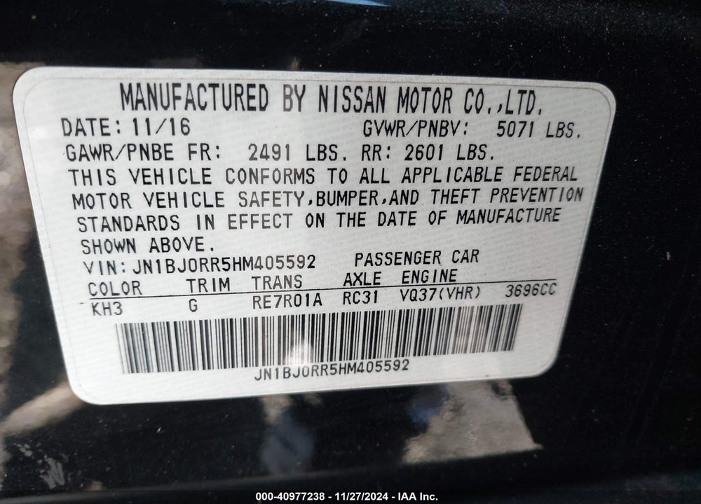 2017 INFINITI QX50 VIN: JN1BJ0RR5HM405592