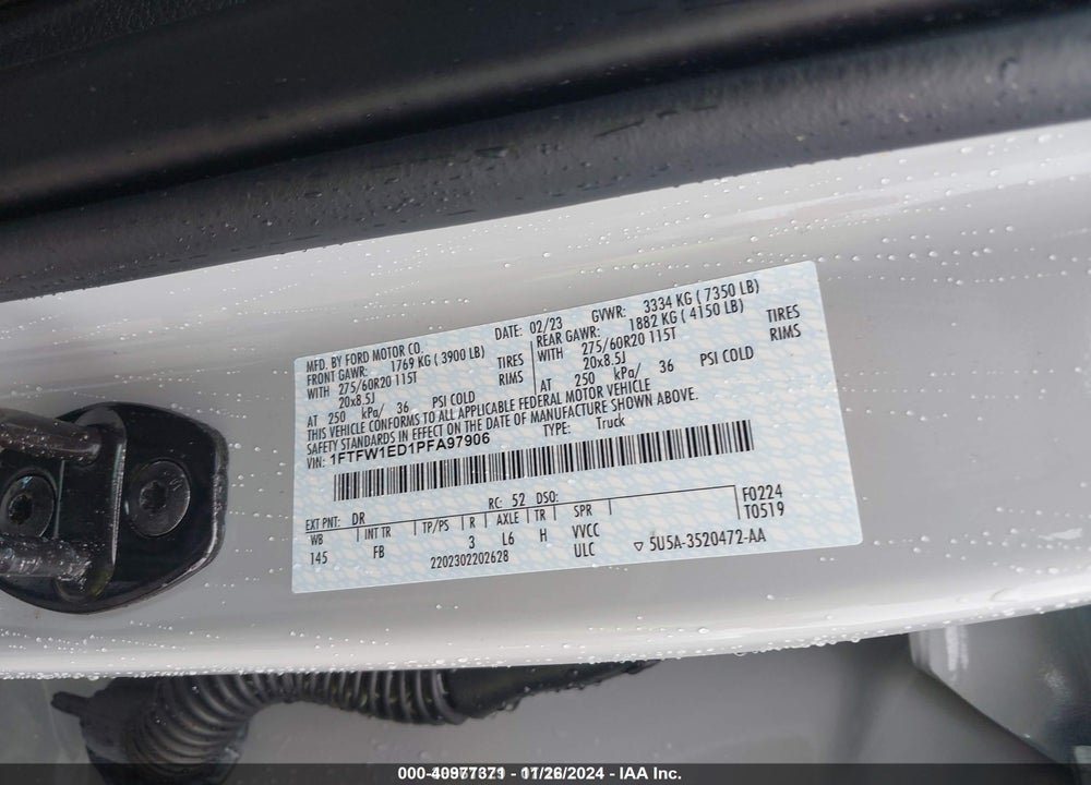 2023 FORD F-150 XLT VIN: 1FTFW1ED1PFA97906