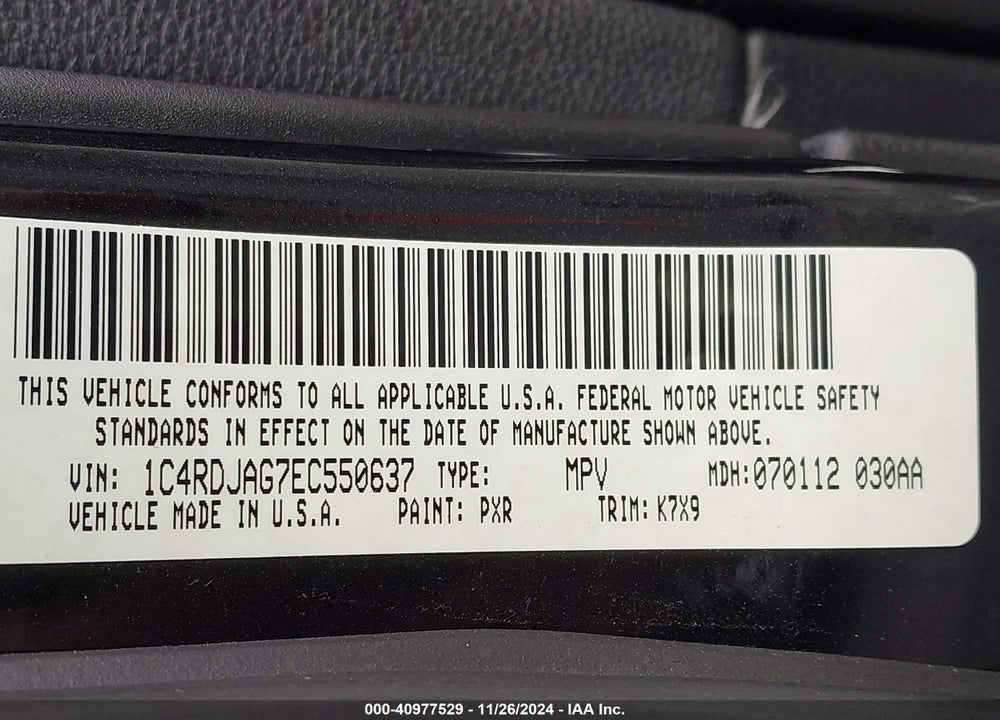 2014 DODGE DURANGO SXT VIN: 1C4RDJAG7EC550637