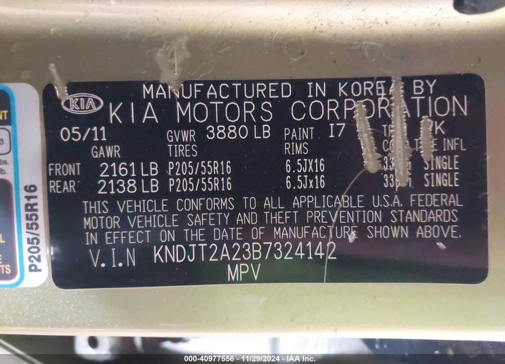 2011 KIA SOUL VIN: KNDJT2A23B7324142