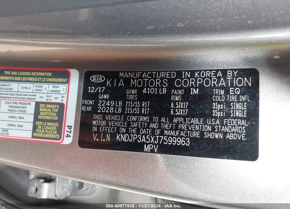 2018 KIA SOUL VIN: KNDJP3A5XJ7599963