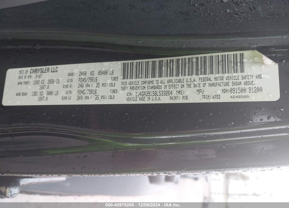 2008 JEEP WRANGLER / VIN: 1J4GA39158L533264