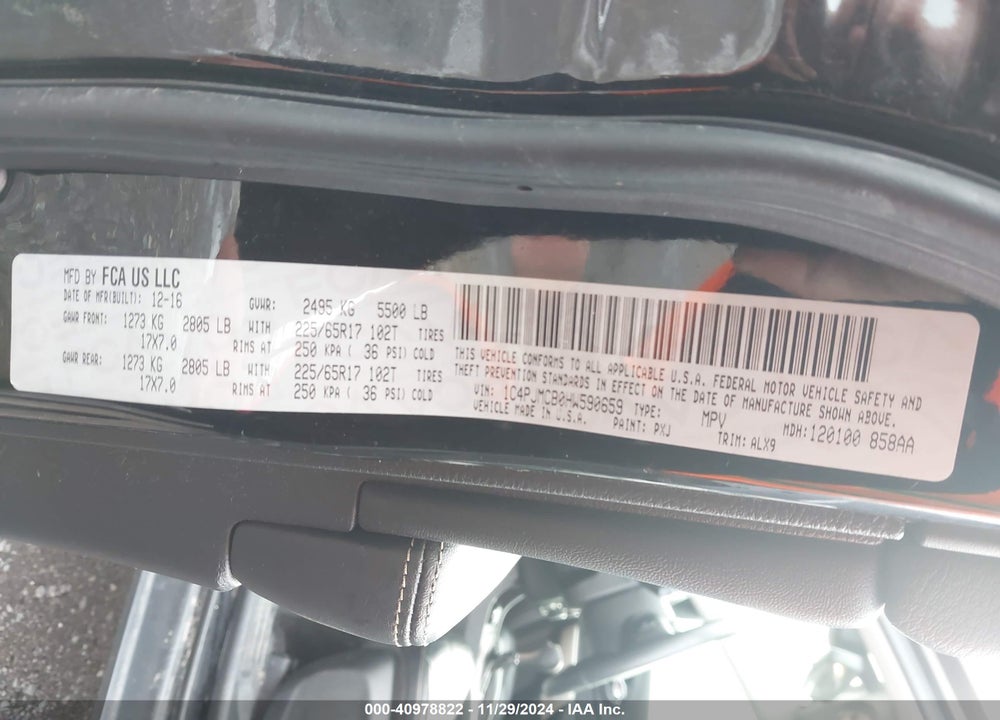 2017 JEEP CHEROKEE LATITUDE 4X4 VIN: 1C4PJMCB0HW590659