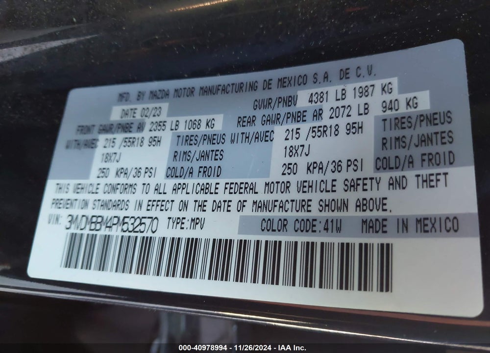 2023 MAZDA CX-30 2.5 S SELECT VIN: 3MVDMBBM4PM532570