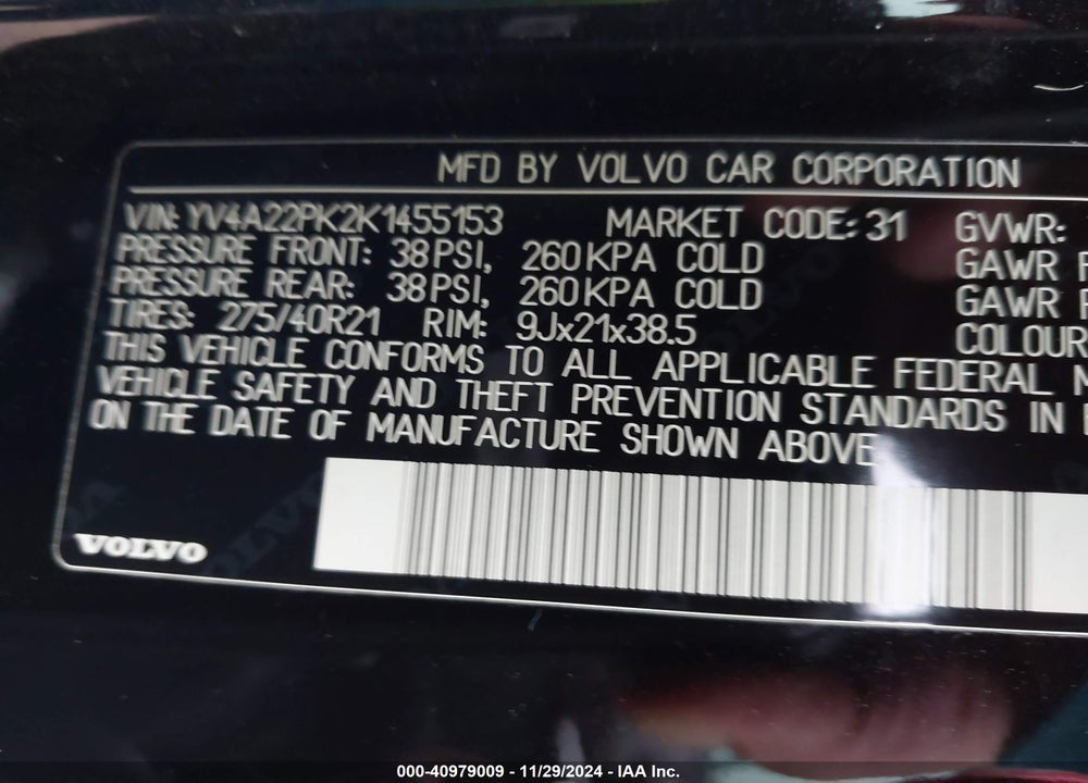 2019 VOLVO XC90 T6 MOMENTUM VIN: YV4A22PK2K1455153