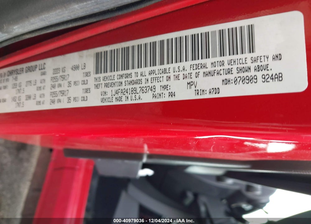 2009 JEEP WRANGLER X VIN: 1J4FA24189L763749