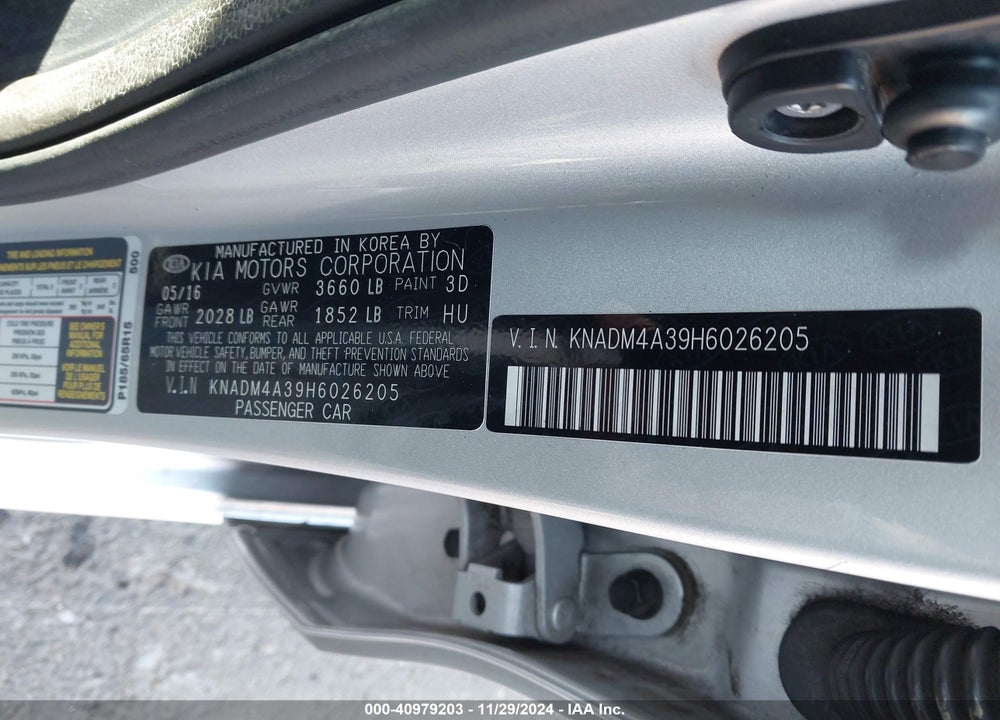 2017 KIA RIO LX VIN: KNADM4A39H6026205