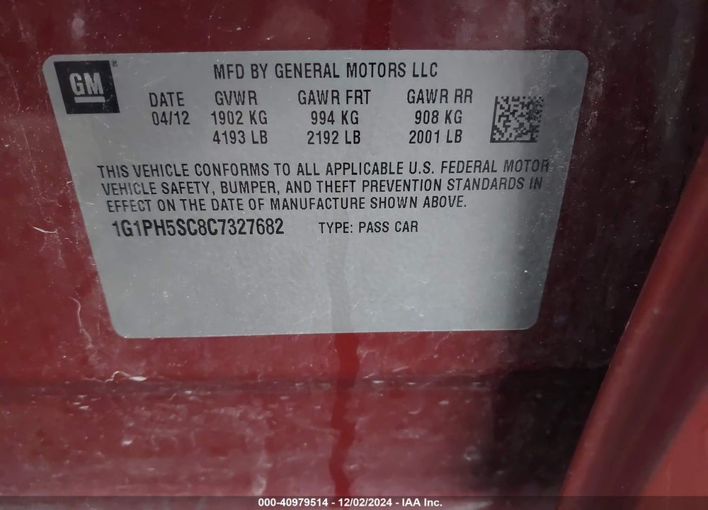 2012 CHEVROLET CRUZE LTZ VIN: 1G1PH5SC8C7327682