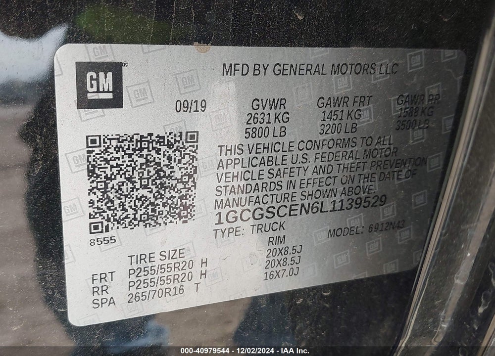 2020 CHEVROLET COLORADO 2WD SHORT BOX LT VIN: 1GCGSCEN6L1139529