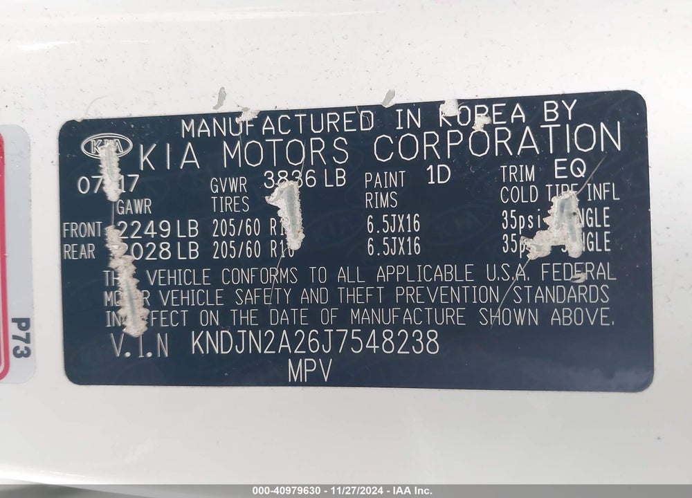 2018 KIA SOUL VIN: KNDJN2A26J7548238