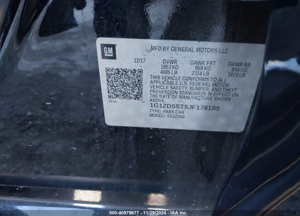2018 CHEVROLET MALIBU LT VIN: 1G1ZD5ST5JF178185