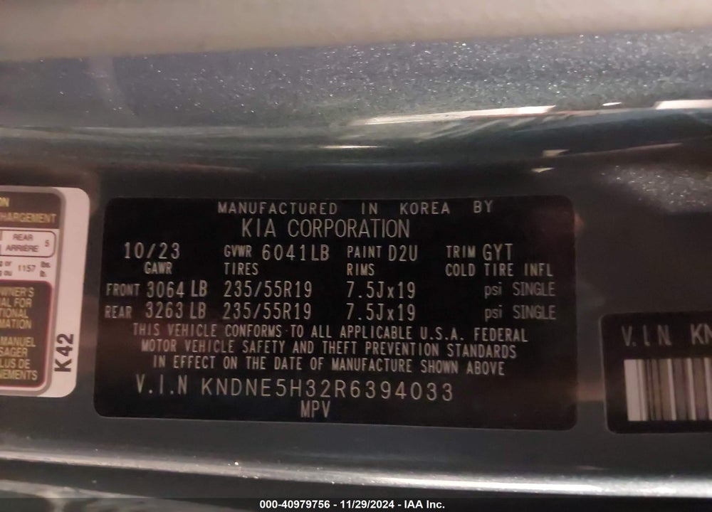 2024 KIA CARNIVAL MPV SX PRESTIGE VIN: KNDNE5H32R6394033
