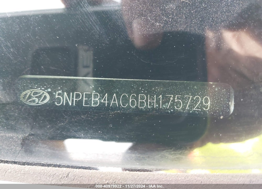 2011 HYUNDAI SONATA GLS VIN: 5NPEB4AC6BH175729