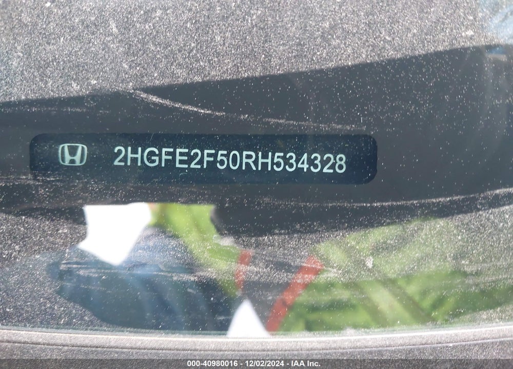2024 HONDA CIVIC VIN: 2HGFE2F50RH534328