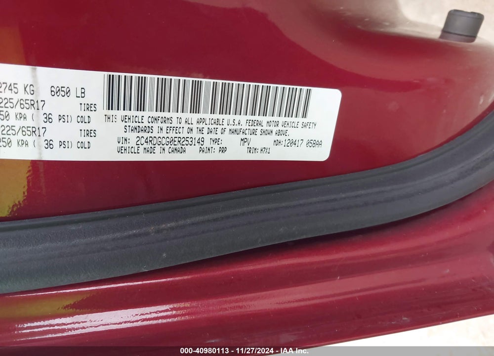 2014 DODGE GRAND CARAVAN SXT VIN: 2C4RDGCG0ER253149