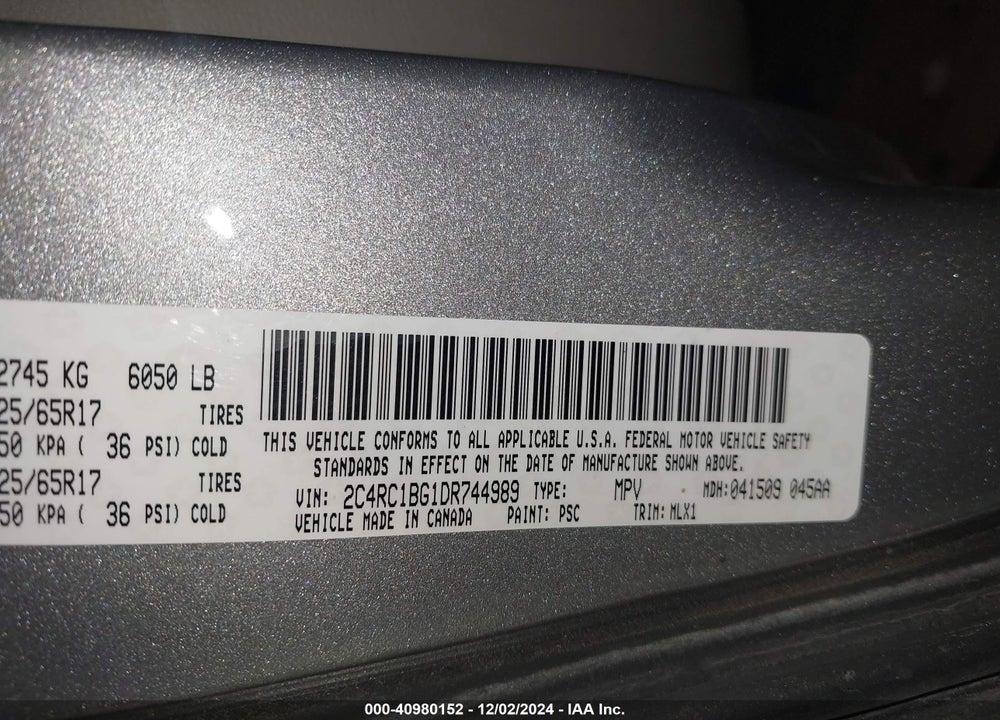 2013 CHRYSLER TOWN & COUNTRY TOURING VIN: 2C4RC1BG1DR744989