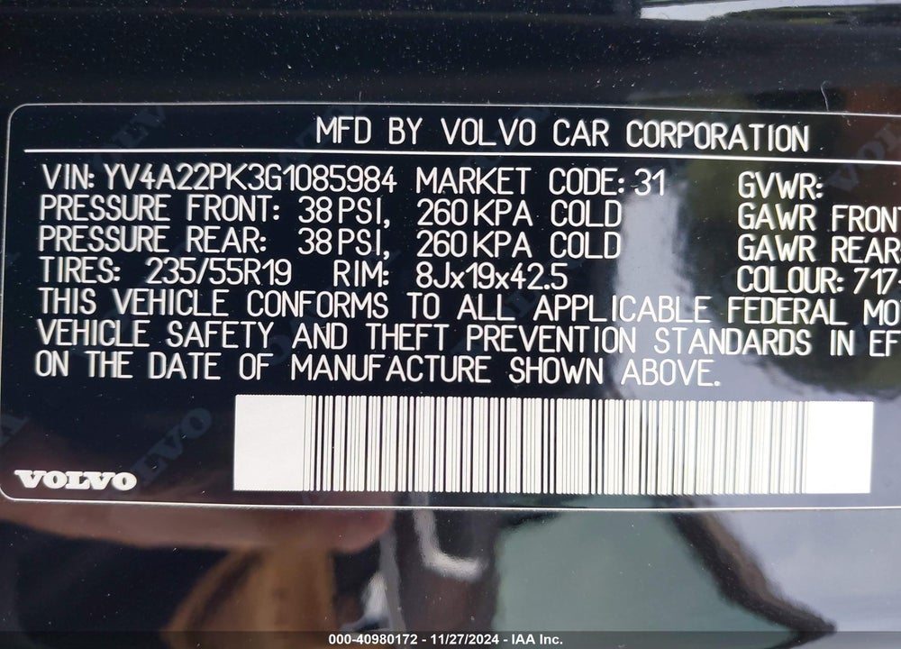 2016 VOLVO XC90 T6 MOMENTUM VIN: YV4A22PK3G1085984