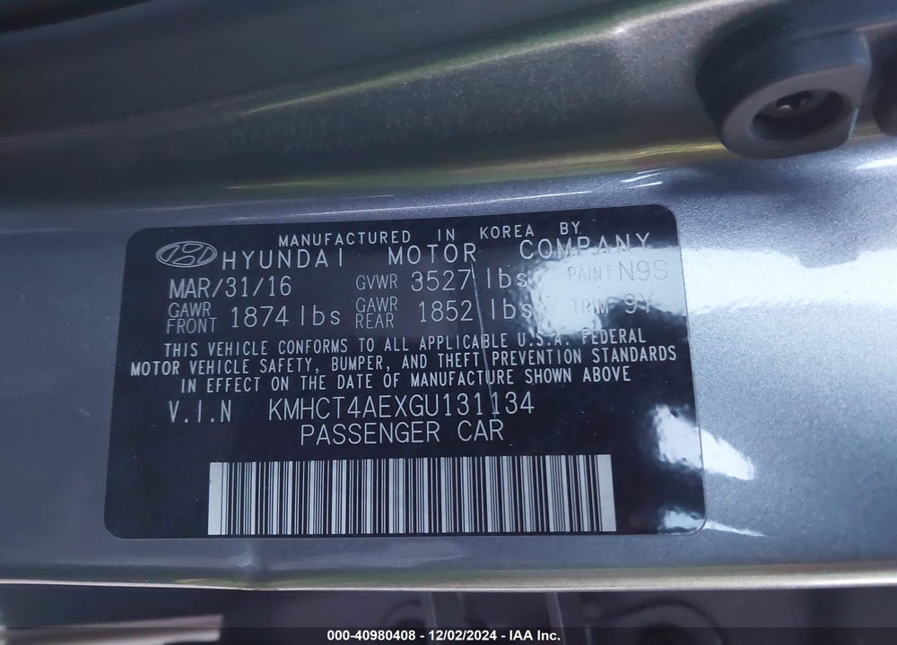 2016 HYUNDAI ACCENT SE VIN: KMHCT4AEXGU131134