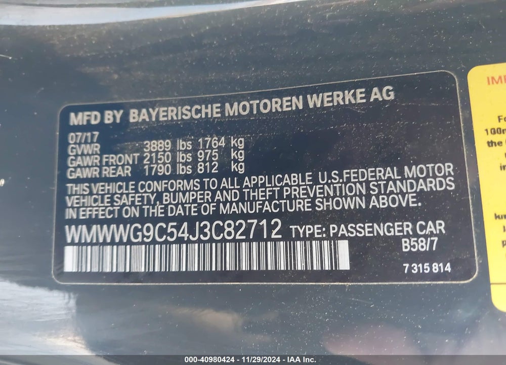 2018 MINI CONVERTIBLE COOPER S VIN: WMWWG9C54J3C82712