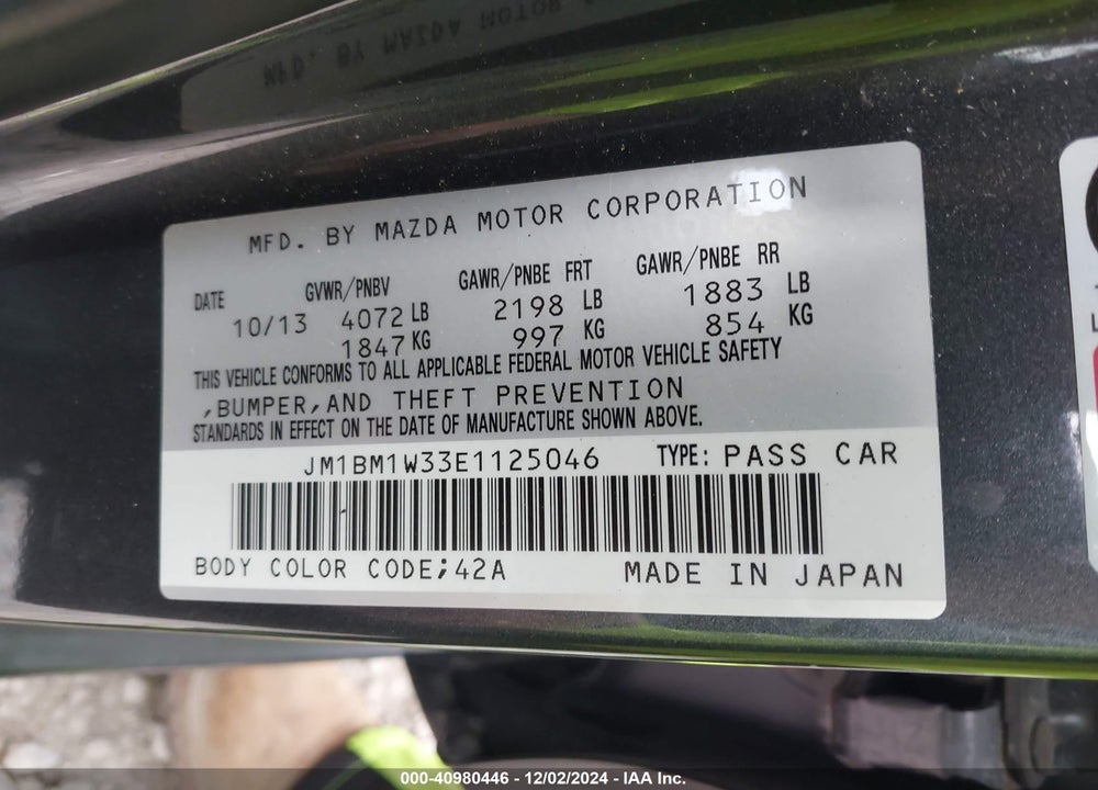 2014 MAZDA 3 S GRAND TOURING VIN: JM1BM1W33E1125046