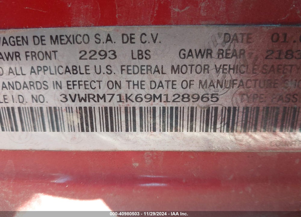 2009 VOLKSWAGEN JETTA SE VIN: 3VWRM71K69M128965