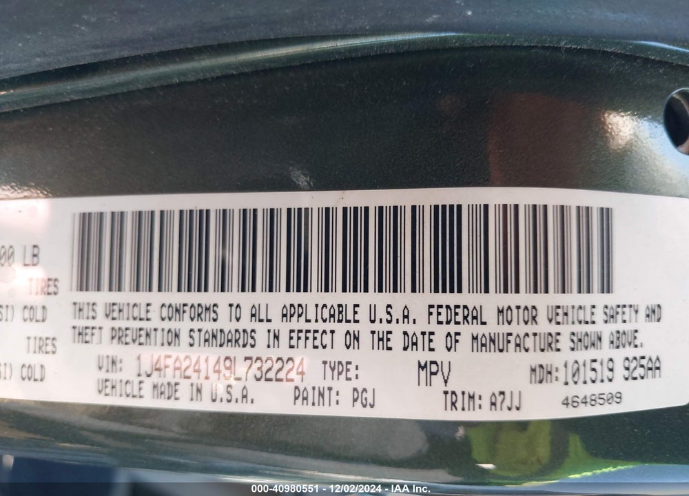 2009 JEEP WRANGLER X VIN: 1J4FA24149L732224
