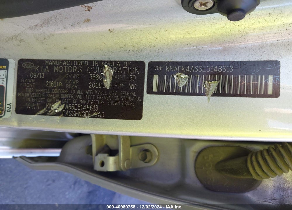 2014 KIA FORTE LX VIN: KNAFK4A66E5148613
