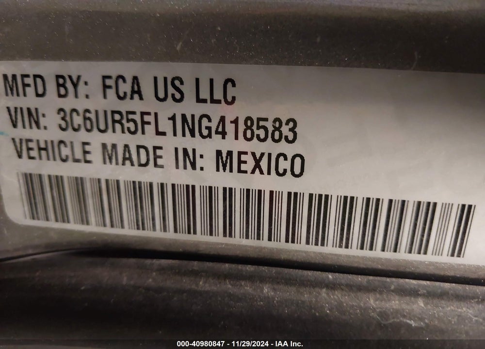 2022 RAM 2500 VIN: 3C6UR5FL1NG418583
