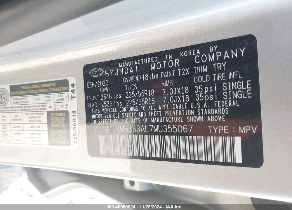 2021 HYUNDAI TUCSON ULTIMATE VIN: KM8J33AL7MU355067