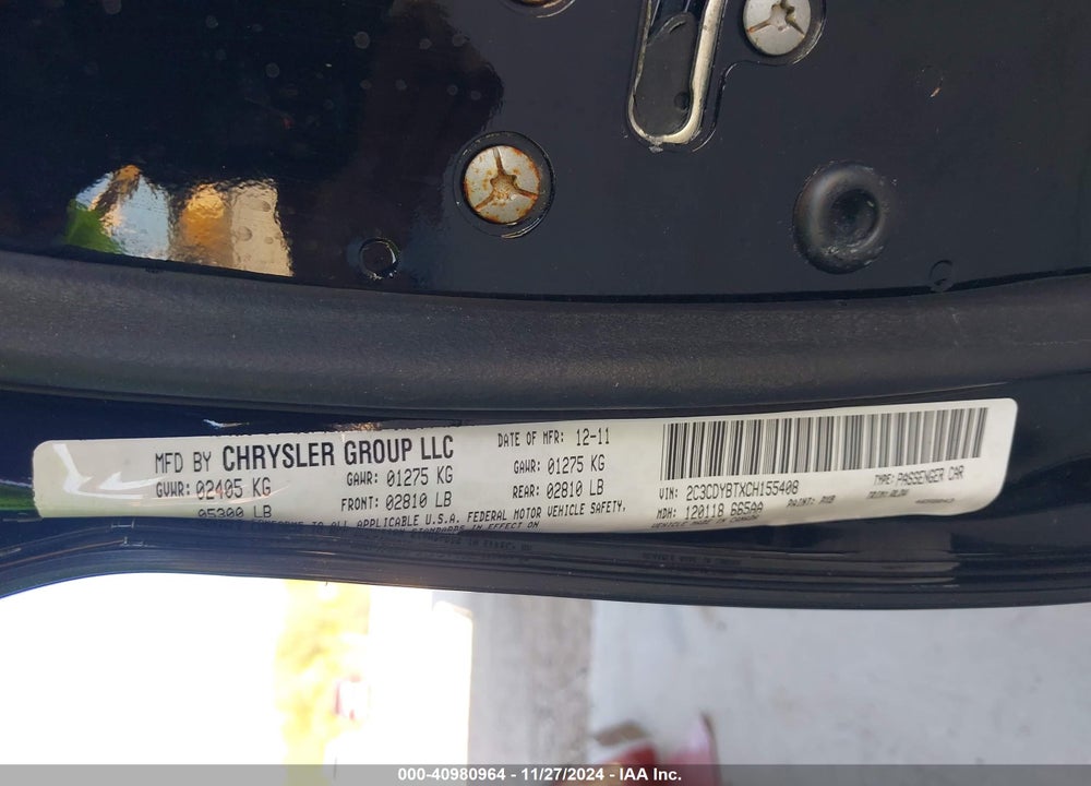 2012 DODGE CHALLENGER R/T VIN: 2C3CDYBTXCH155408