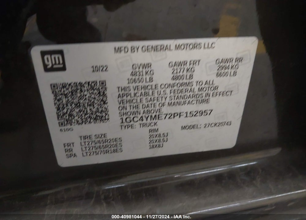 2023 CHEVROLET SILVERADO 2500HD 4WD STANDARD BED CUSTOM VIN: 1GC4YME72PF152957