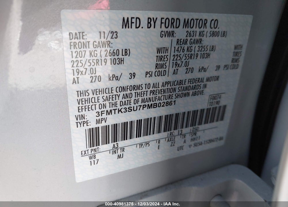 2023 FORD MUSTANG MACH-E PREMIUM VIN: 3FMTK3SU7PMB02861