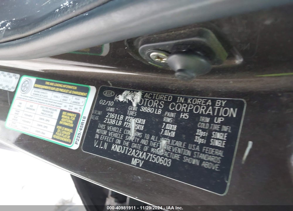 2010 KIA SOUL VIN: KNDJT2A2XA7150603
