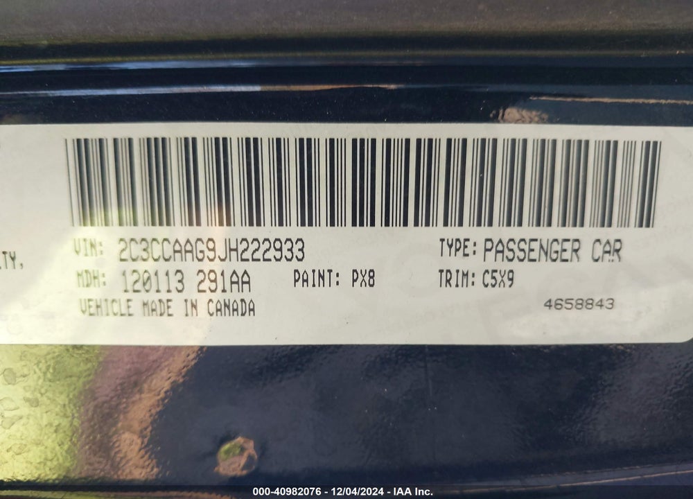 2018 CHRYSLER 300 TOURING VIN: 2C3CCAAG9JH222933