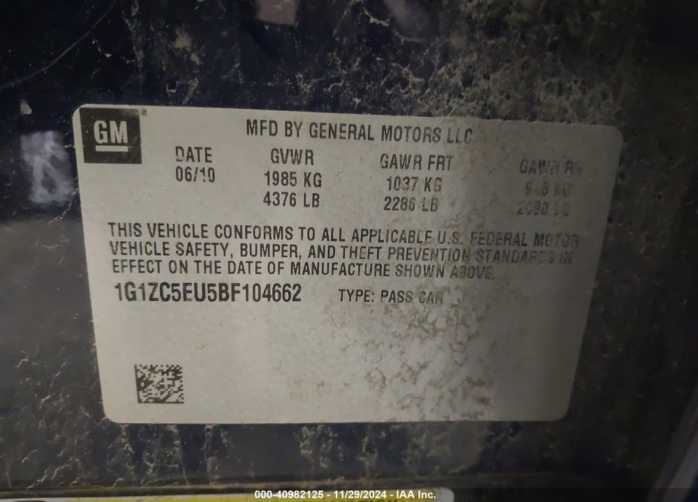 2011 CHEVROLET MALIBU 1LT VIN: 1G1ZC5EU5BF104662